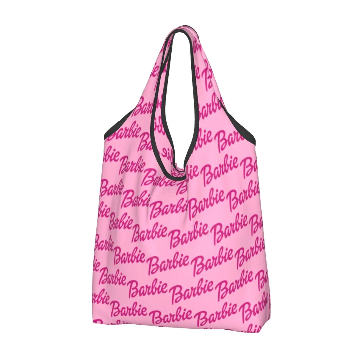 

Custom Barbie Logo Groceries Shopping Bag Funny Shopper Shoulder Tote Bags Big Capacity Portable Disney Handbag