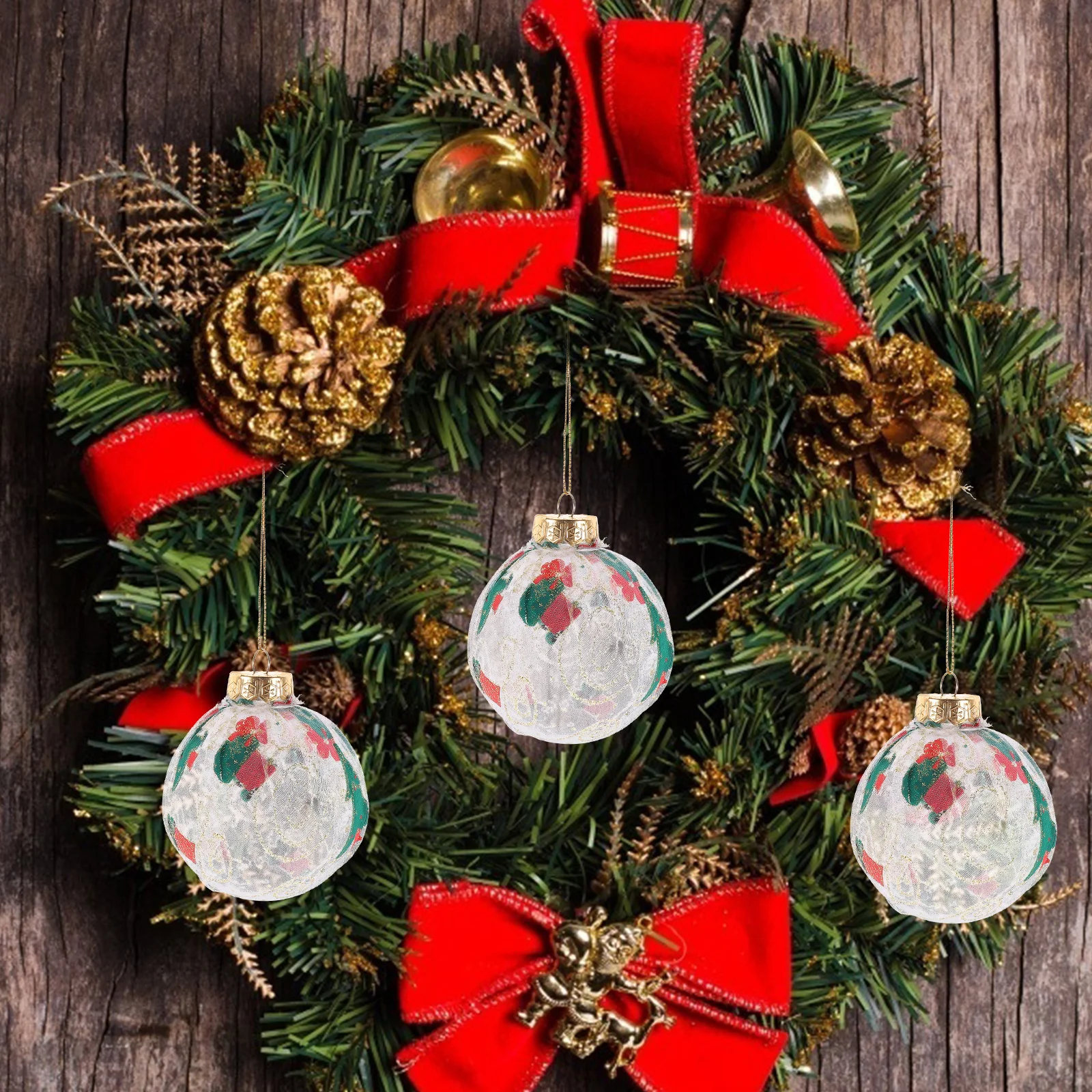

6pcs Christmas Balls Wrapped Yarn Round naments Tree Decorative Hanging Supplies Festive Pendants Plastic DIY Decorations