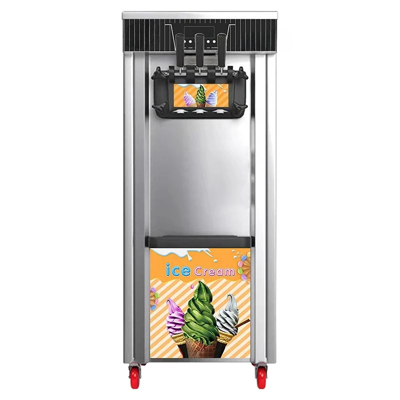 

Milk tea shop cone sundae small ice cream machine, commercial three-head vertical ice cream machine