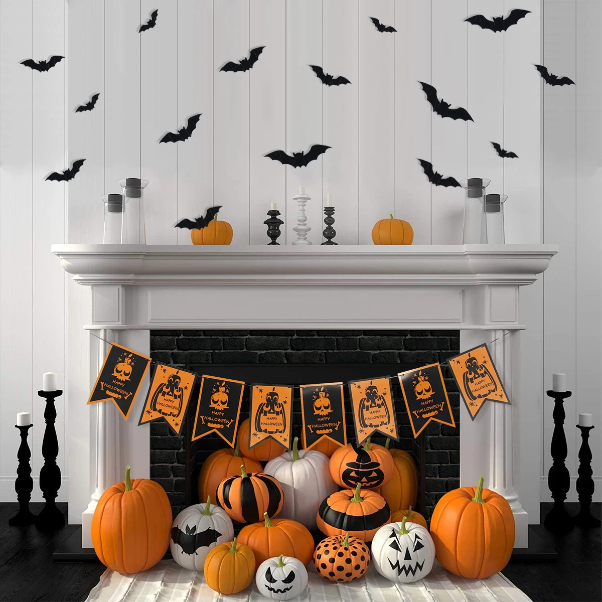 16pcs Halloween bats falra matricák decorations számára haza 2024 beltéri kültéri 3D Rémítő bats Halloween Félfogadás ablum Matrica matricák