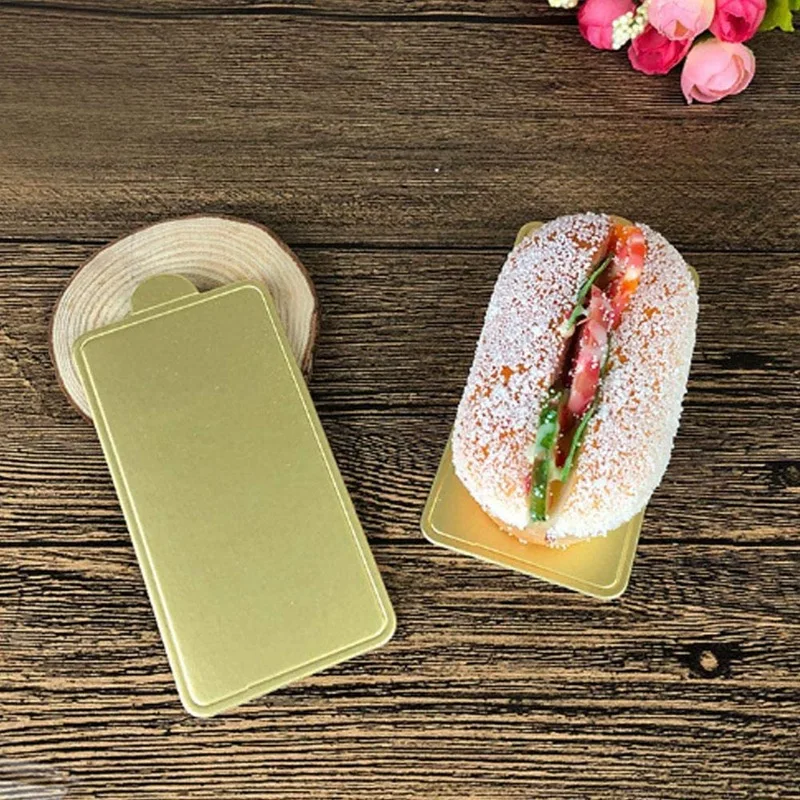 100 Slices Of Mousse Bottom Pad Cake Spacer 90X50mm Rectangular Baking Pastry Display Wedding Tray