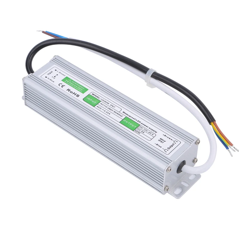 LED Lighting Outdoor Switching Mode Transformer IP67 Waterproof DC 12V 60W Power Supply