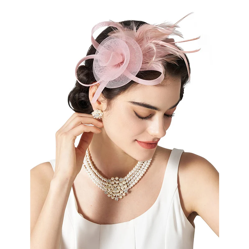 Exquisite European American Fascinators Hats With Feather For Women 2026 Hair Accessoriestea Party Hat With Headband And Clip
