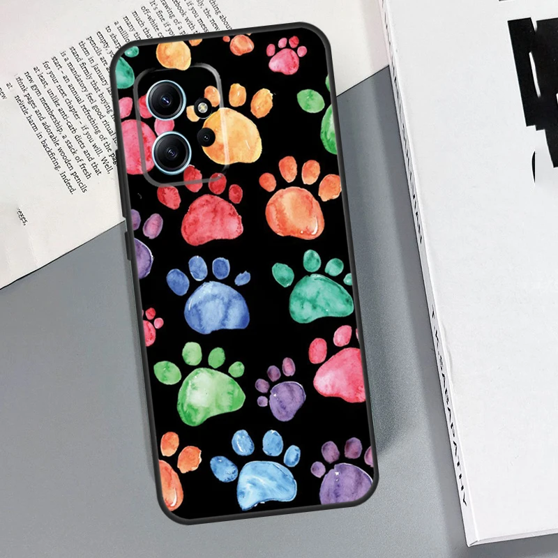 Watercolor Paw Prints Case For Xiaomi Redmi Note 12 11 10 9 8 Pro 11S 10S 9S 12S Redmi 12 9C 10C 12C Back Cover