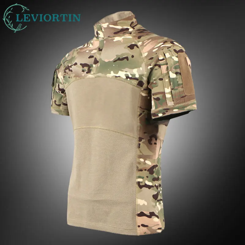 

Men Outdoor Military Tactical T Shirt Summer Men's Elasticity Camo Army Combat Shirt Airsoft Paintball Hunting Multicam Tops Tee