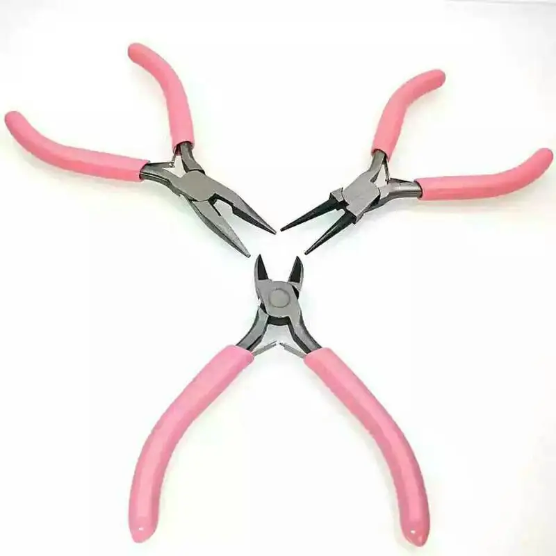 3Pcs Jewelry Pink Pliers Set Wire Cutting Bending Plier Jewelry Making Tools