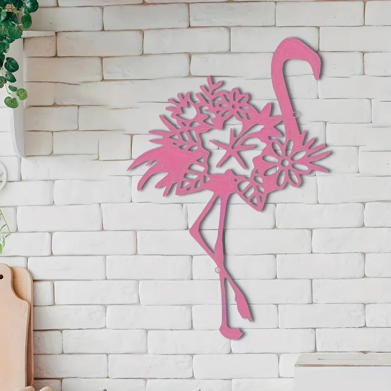 1pc, metal flamingo mural decoration, metal flamingo outdoor sculpture, indoor home wall decorations, gifts, metal artwork