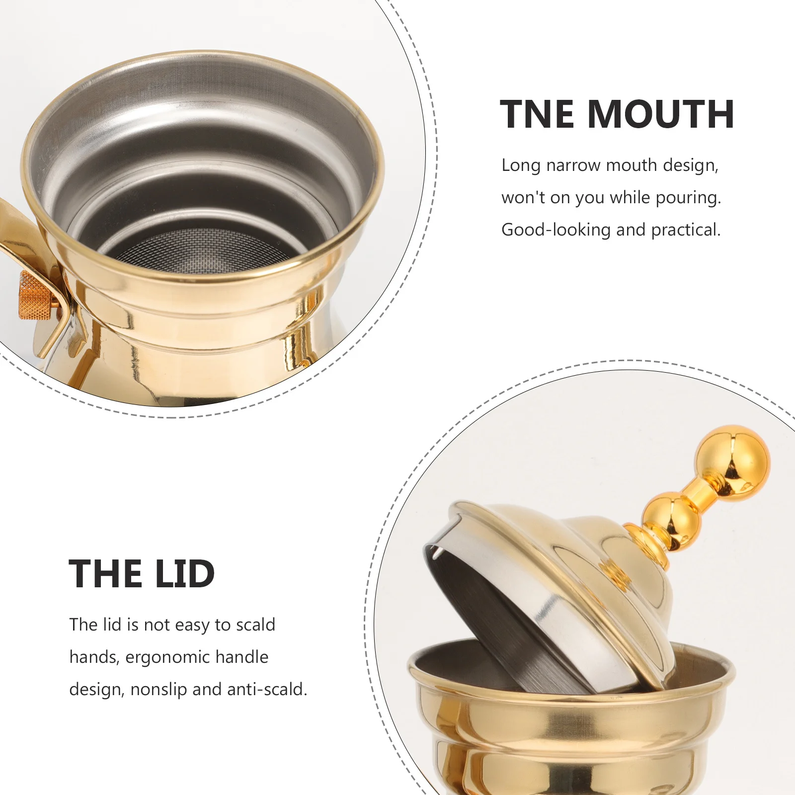 

Stainless Steel Coffee Pot Decorative Long Narrow Spout Kettle Ergonomic Handle Anti-Scald Design Exquisite Kitchen Companion