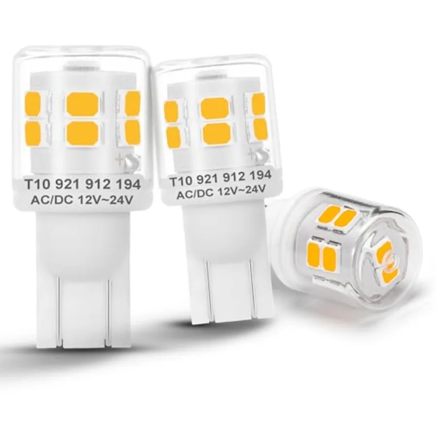 921 194 LED Light Bulbs 2W 00lm 12V24V AC/DC T Wedge Base 912 922 for Outdoor Landscape Deck Stair Step Path Lights RV Camper T