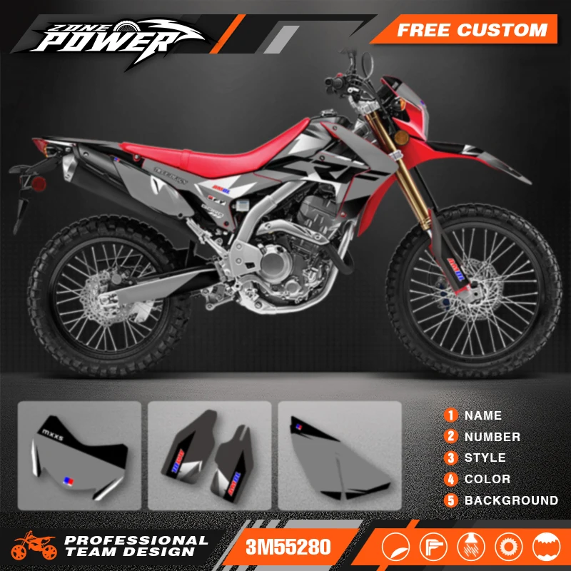 

Powerzone Motorcycle Graphic Decal Stickers Kits For Honda CRF250L 2012-2015 2016 2017 2018 2019 2020 Number Name Customize 004