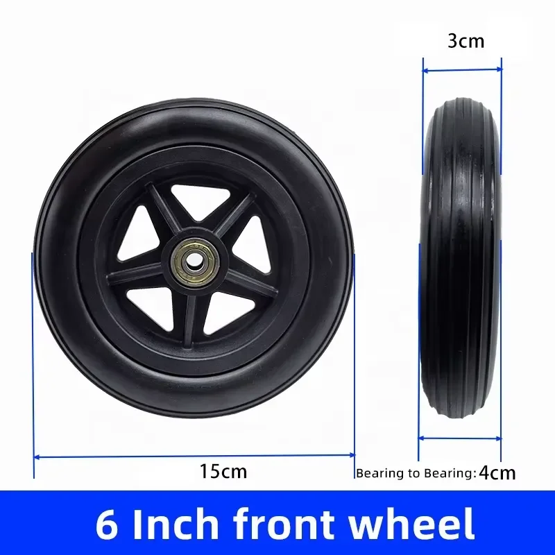 Movekyn MK1017 Universal Wheelchair Front Wheel Accessories 6-inch 8-inch PU solid tires, durable, weight-resistant 100kg,