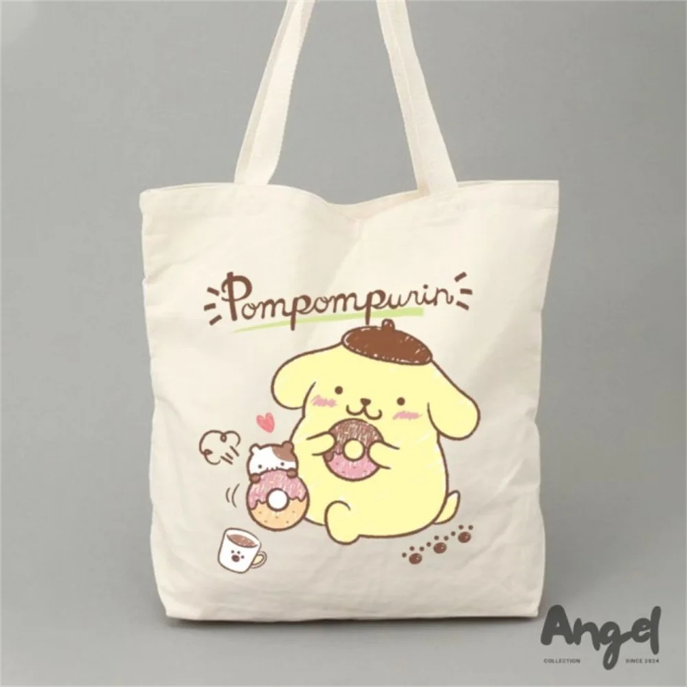 MINISO ديزني سانريو كورومي حقيبة نسائية صغيرة حقيبة لطيف مرحبا كيتي طالب سعة كبيرة حقيبة كتف قابلة لإعادة الاستخدام حقيبة تسوق صديقة للبيئة #4