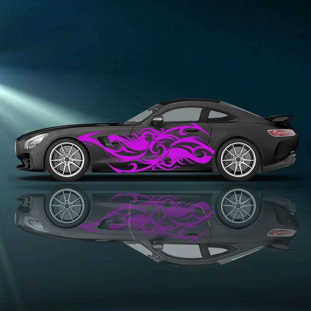 

Purple Flying Flame Print Car Side Sticker Vinyl Self-adhesive Paper Motorsport Paint Decal Suitable for Car Truck Suv Decor