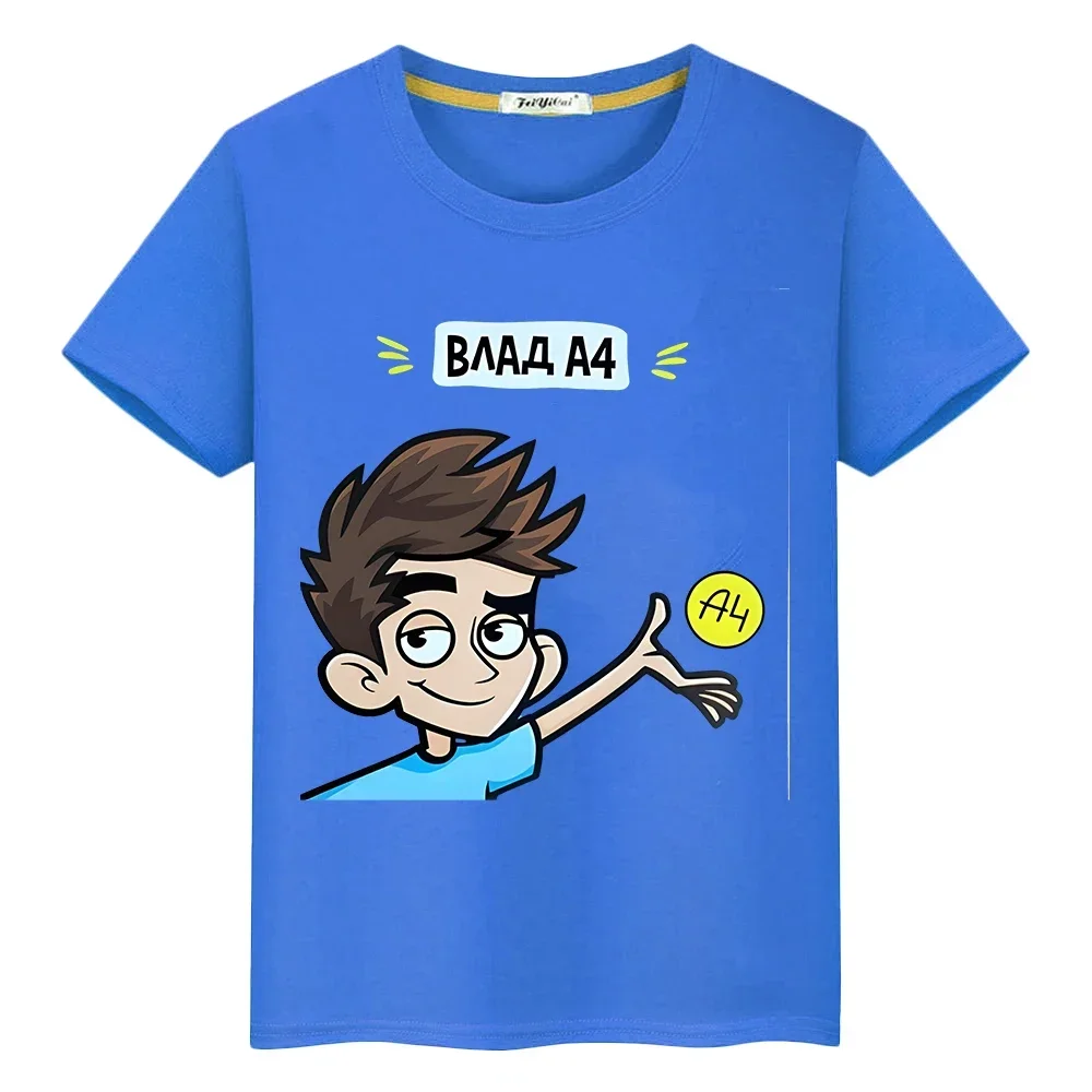 Влад a4 Бумага 100%Cotton T-shirt boy Short anime Tees y2k one piece  Casual Summer а4 мерч Print Cute Tops kids clothes girls