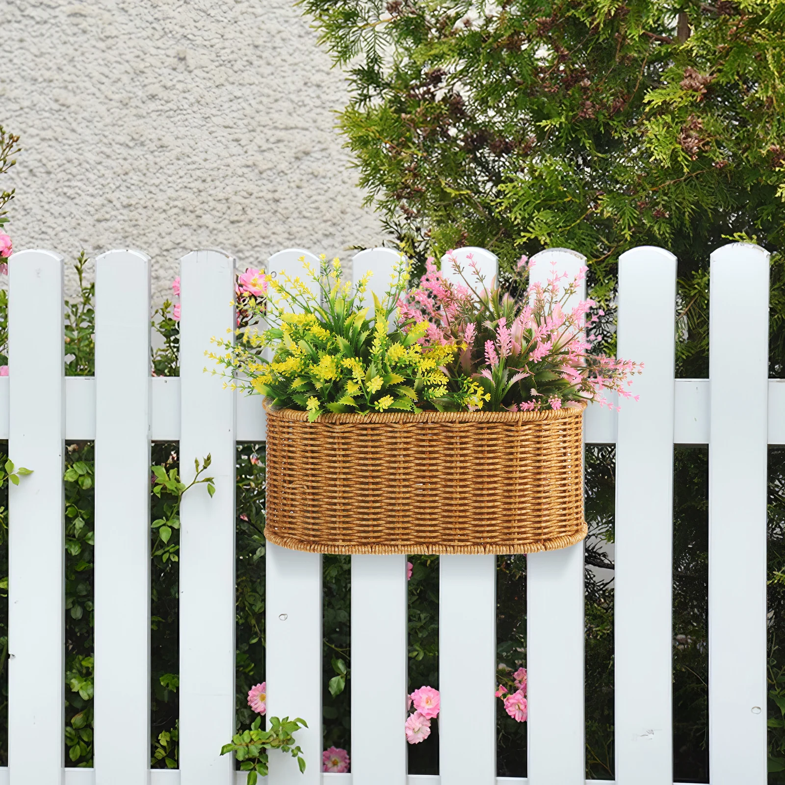 

Wall Hanging Storage Basket Large Capacity Kitchen Woven Plastic Mounted Decoration Vegetable Ginger Storage Solution Baskets