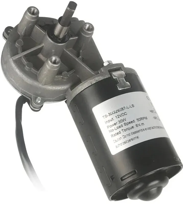 Mini Worm Gear Reducer Motor 30W 50RPM High Torque DC 12V 24V Electric Reversible Right Angle Flat Shaft Mini Motor