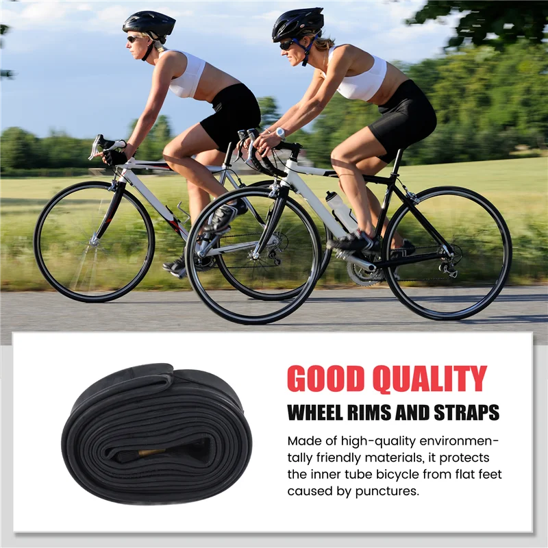 

A89E-2Pack 700X35-43C Bike Inner Tube With 2 Rim Strip Schrader Valve Rubber Bike Tire Tube For 700C Road Bike