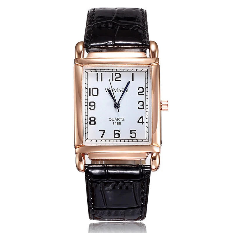 

Women WOMAGE Classic Square Shape Figure PU Watchband Wristwatch Quartz Watch Women Watches Relogio Feminino Montre Femme hv5n