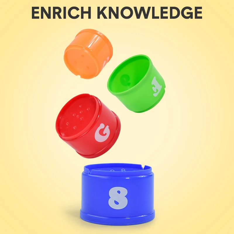 9pcs/set Kids Stack Cups Toys Early Educational Figures Letters Foldind Stack Cup Tower Baby Intelligence Training Toy Gifts