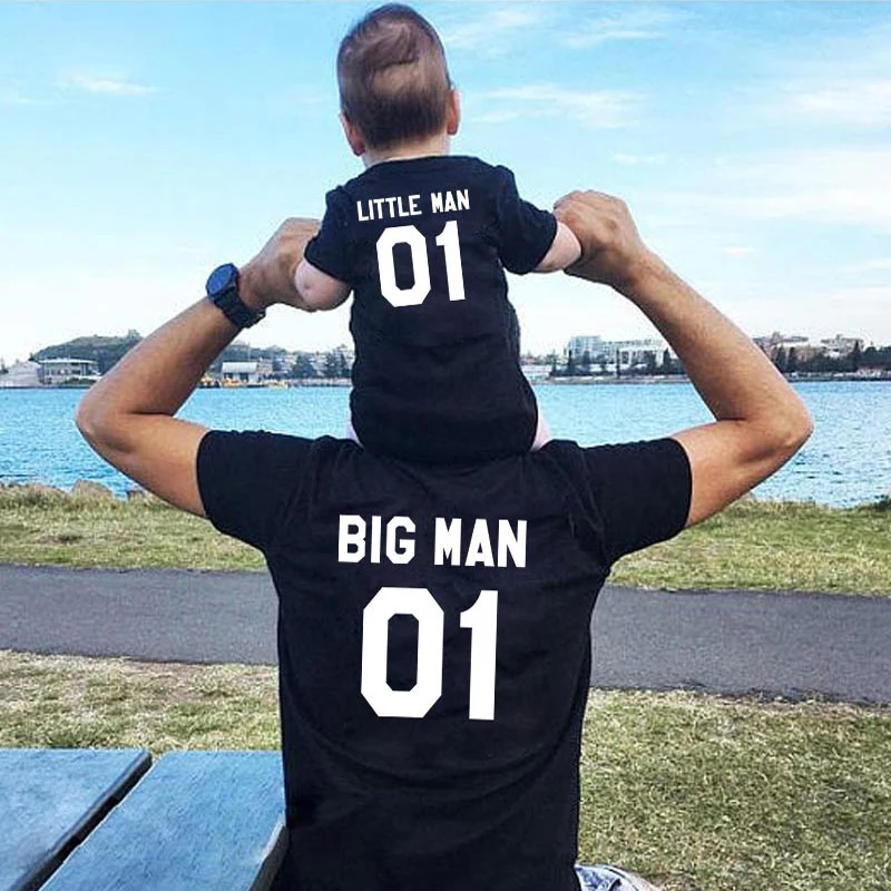 Summer Father And Son Big Man Little Man Cotton Short Sleeve Dad And Me Family Set King And Prince T-shirts For kids And Adults