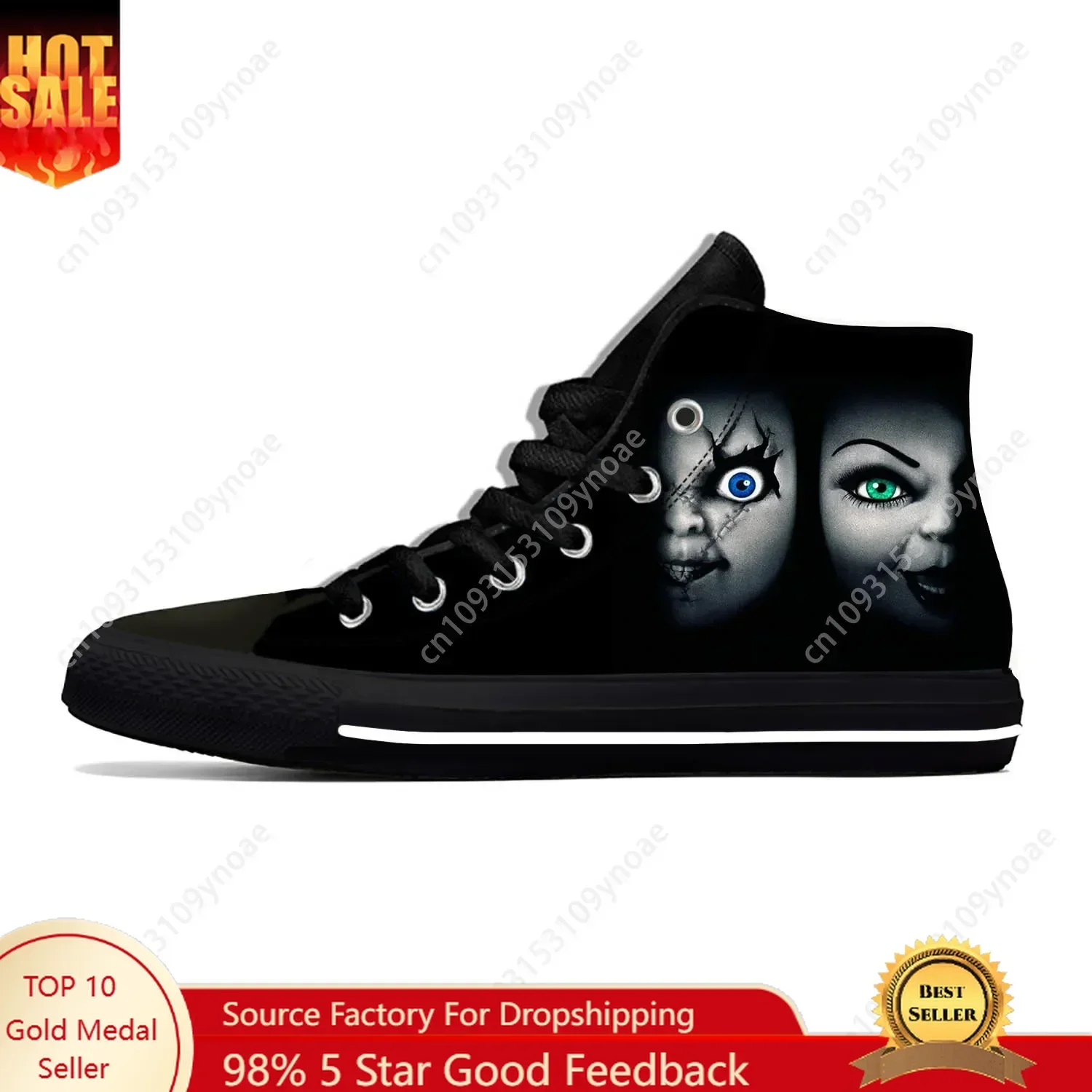 

Hot Anime Cartoon Comic Childs Play Chucky Horror Casual Cloth Shoes High Top Lightweight Breathable 3D Print Men Women Sneakers