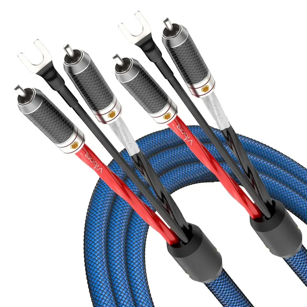 Viborg 5N 99.998% OFC cobre banhado a prata Tonearm Cabo Phono com 2 RCA para 2 RCA conector banhado a ródio