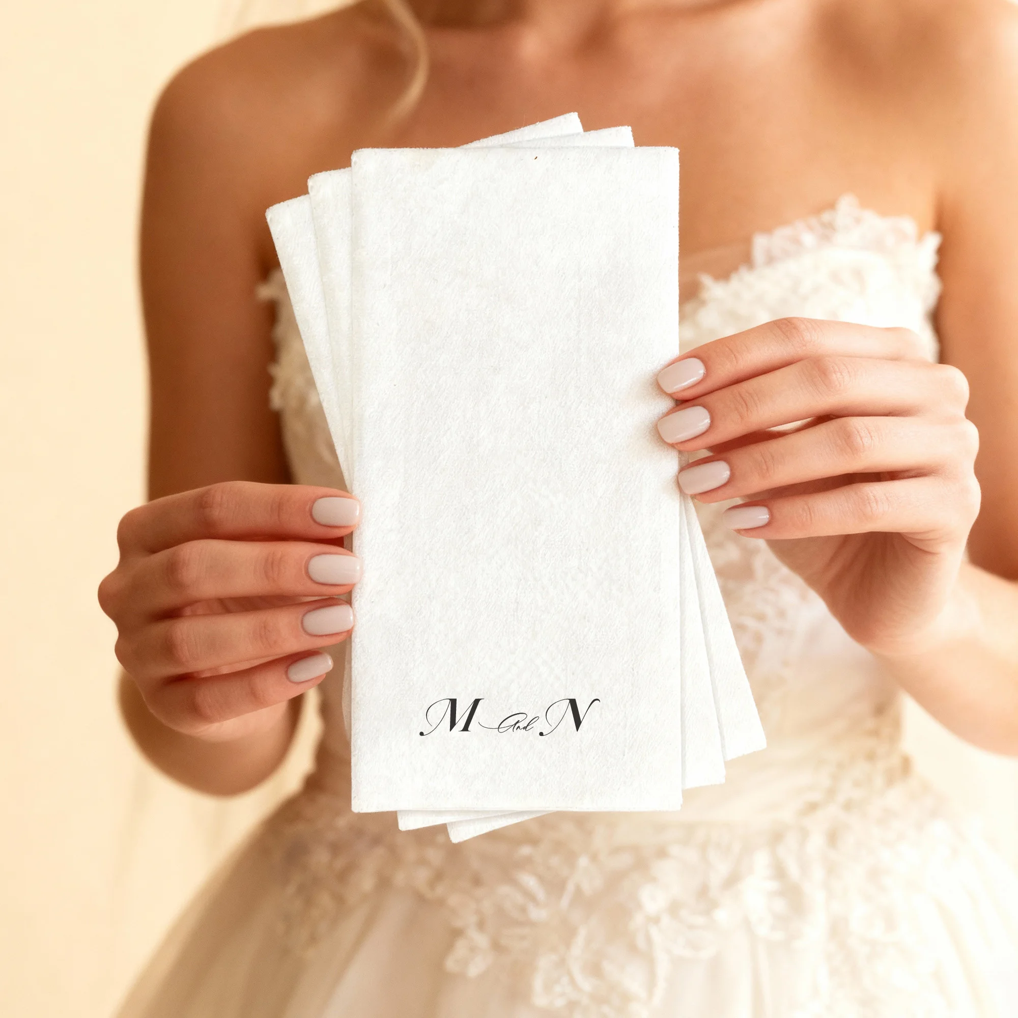 Custom Guest Towels Linen-like Personalized Wedding Paper Napkins Disposable Table Decor For Wedding Bridal Shower Anniversary view 6