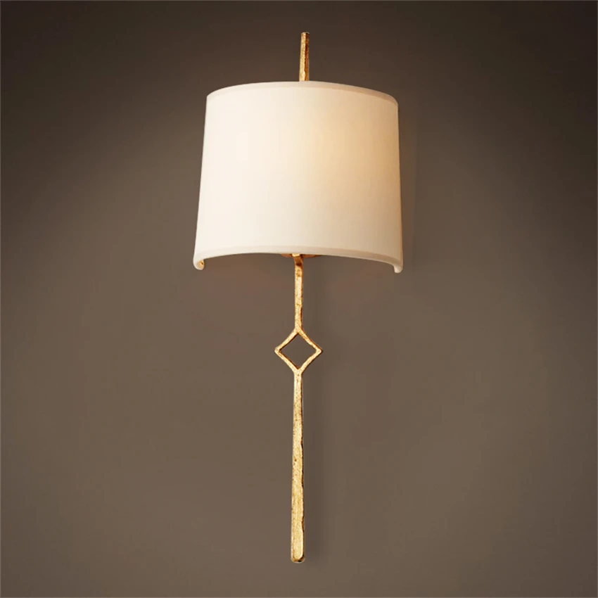 American vintage cloth long pole loft wall lamps hotel bedroom living room aisle study wall sconces lights decorative lighting