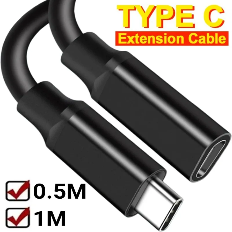 USB C Male To Type C Female Extension Cable Fast Charger OTG Adapter Data Wire Extender Cord for Earphone Laptop PlayStation