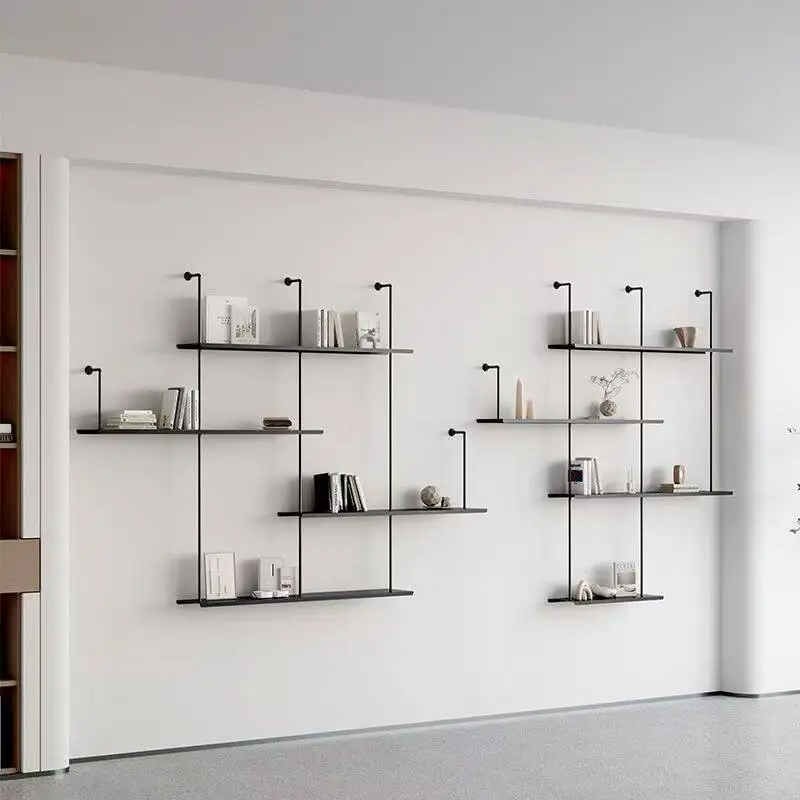 Wall shelf baffle living room wall bookshelf laminate wrought iron multi-layer wall display rack