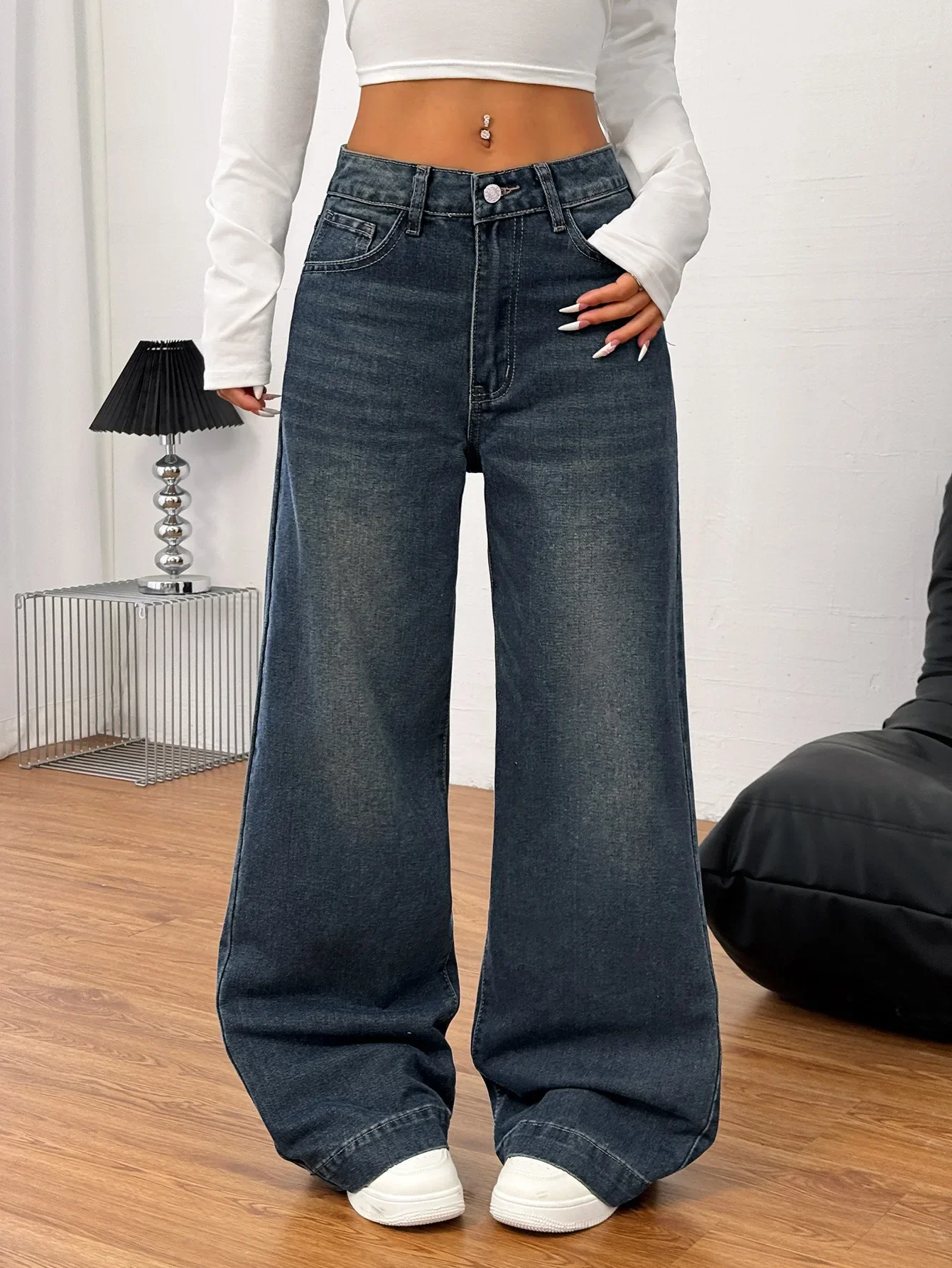 Hot Sale 2026New Retro American Long Wide-leg Pants Spice Girl Loose Jeans Women's Mid-rise Straight-leg Pants 2026