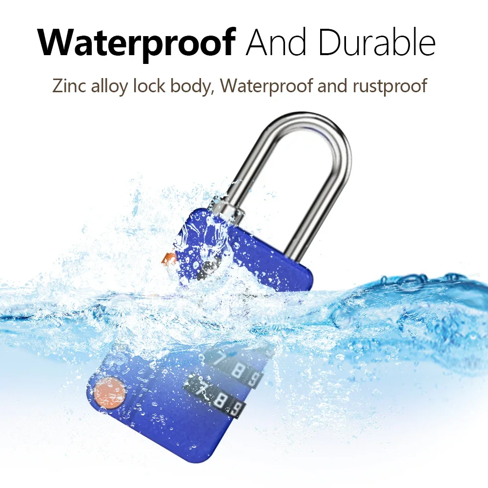 Keyless 4-Digit Combination Padlock for Travel Lightweight Backpack Shackle Luggage Lock Sports Fitness Outdoor Use