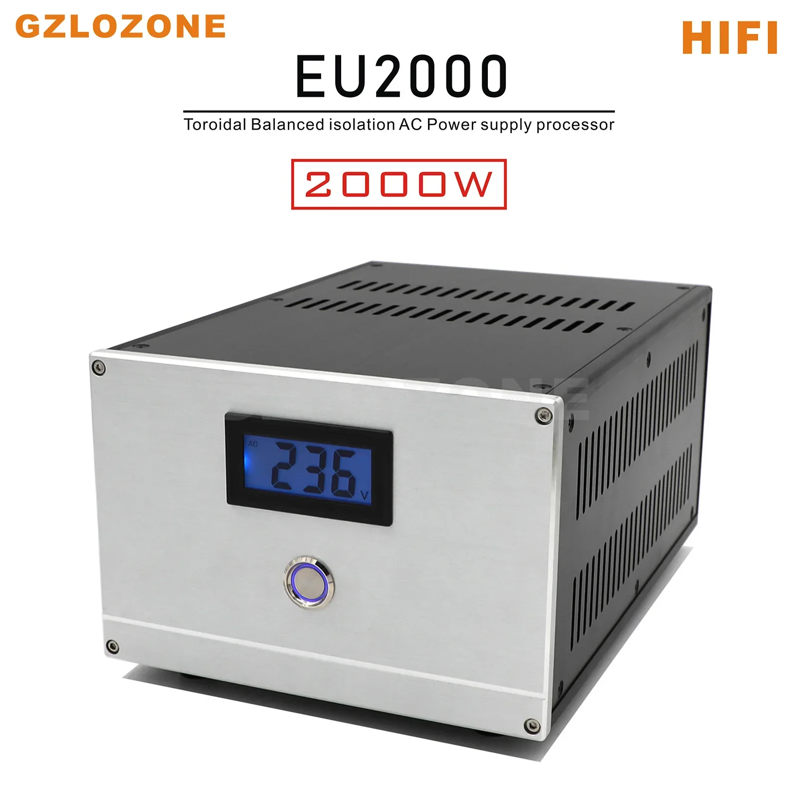 NEW EU2000 EU Socket HIFI 2000VA Toroidal Balanced Isolation Transformer 2000W AC Power Supply Processor