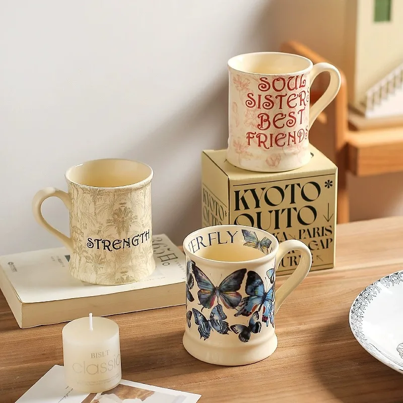 

Vintage Cream Style Ceramic Mug French New High Appearance Gift Box Couple Drinking Water, Pair Cup Office Tea Cup