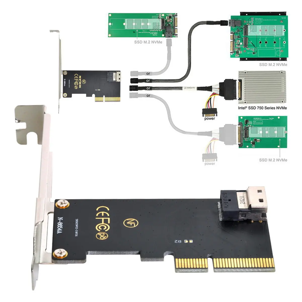 Cy cy-slimline ssdアダプター,メインボード用,SFF-8654からpci-e 4xからu.2 u2キット,SFF-8639からslimline,sas,nvme,pcie