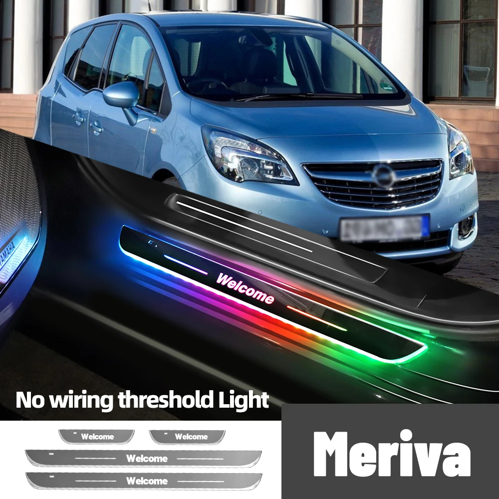 Para opel meriva a b 2003-2017 2010 2015 2016 luz do peitoril da porta do carro logotipo personalizado led limiar de boas-vindas pedal lâmpada acessórios