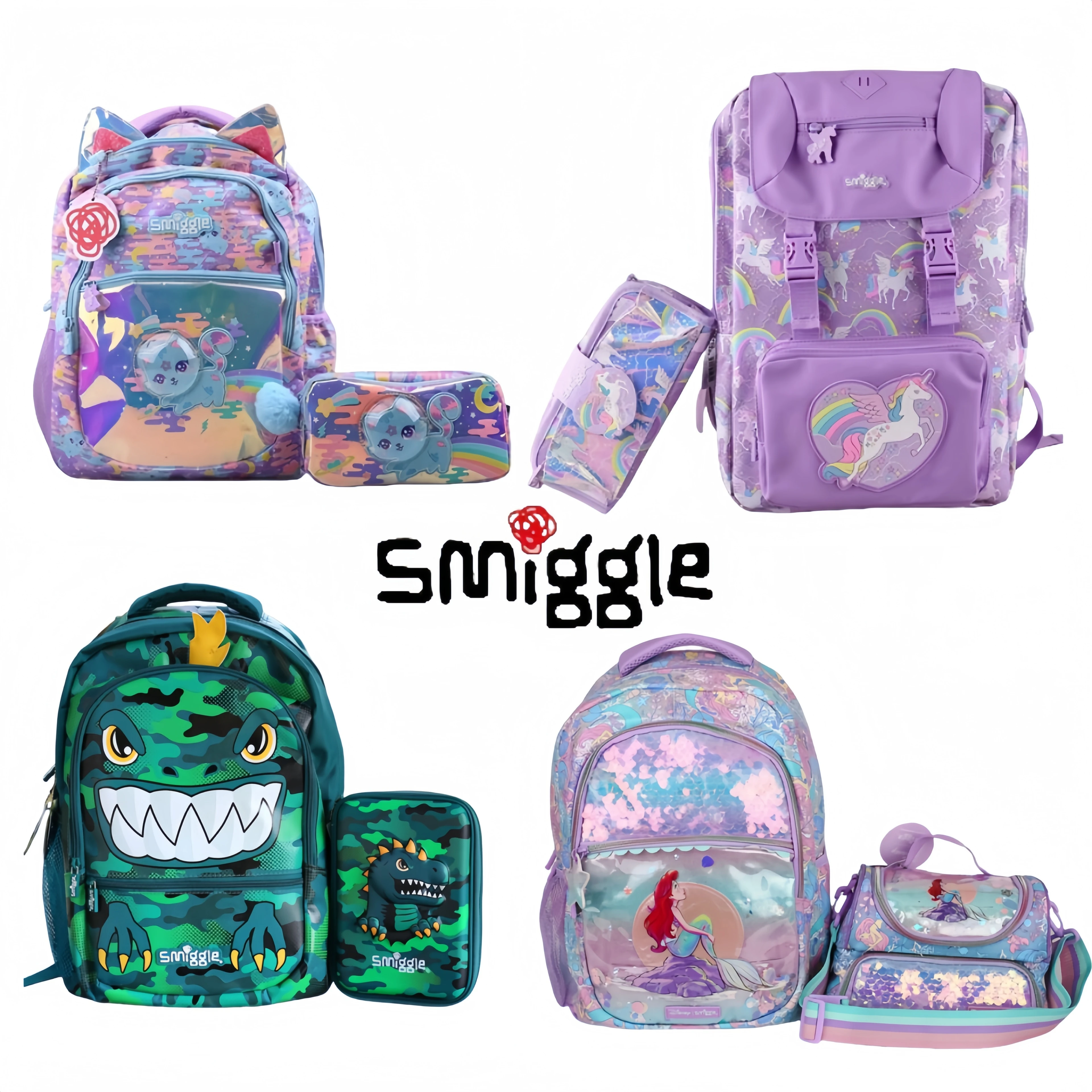 

Новый австралийский рюкзак Smiggle, Большой Студенческий рюкзак для мальчиков и девочек, 2 шт., комбинированные школьные сумки, канцелярские принадлежности, Набор сумок для обеда