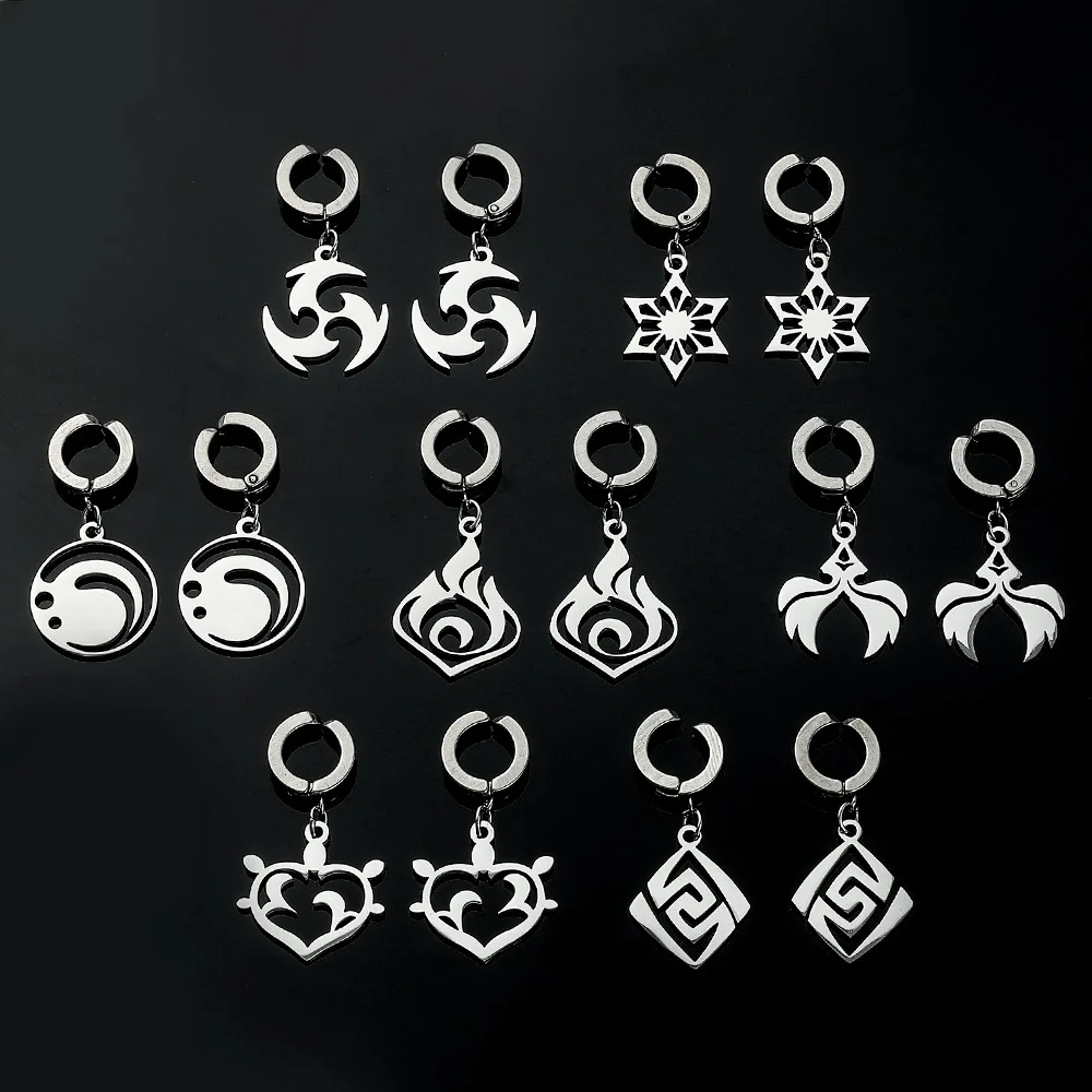 Genshin Imapct Earrings Eye of God Element Symbol Geo Cyro Dendro Electro Pyro Cool Decoration Fashion Jewelry Gifts Accessories