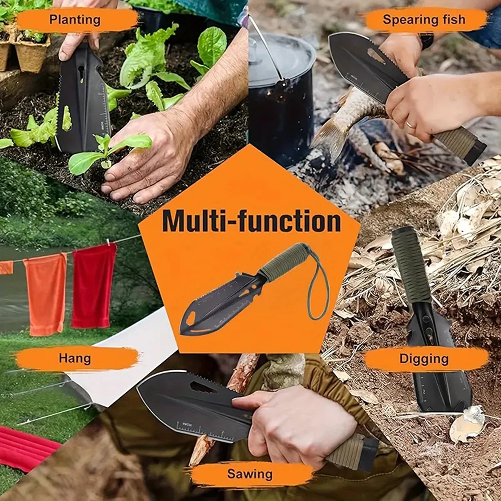 Manual Camping Shovel With Handle Rustproof Portable Digging Shovel For Fishing Garden Gardening Tools Sapper Weed Remover