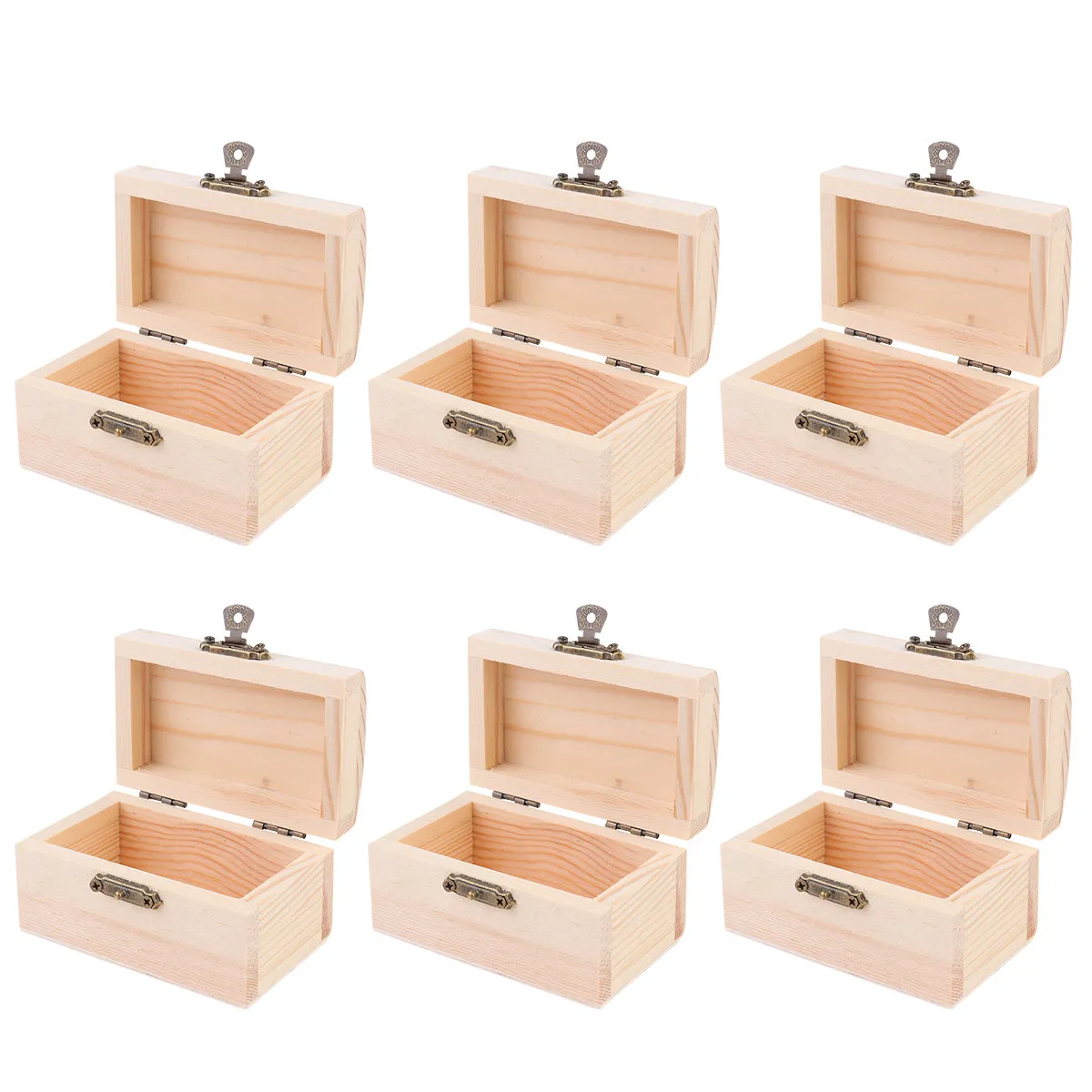 

6Pcs Natural Wooden Jewelry Box Set Smooth Crafted Mini Storage Case for Earrings Necklaces Bracelets DIY Gift Women Girls