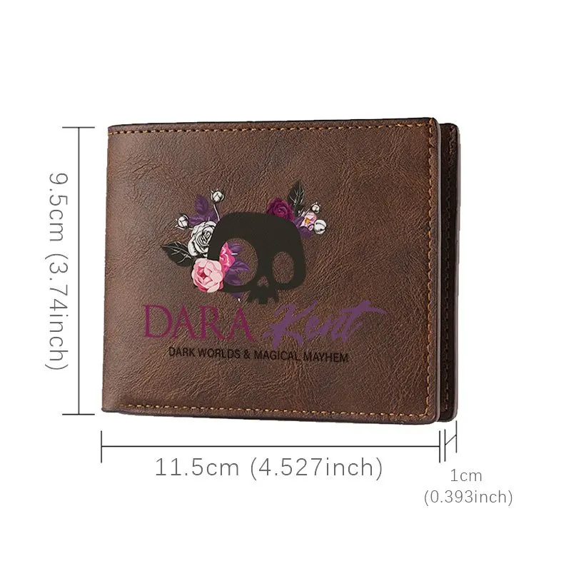 DARA Kult Portafoglio in PU con design floreale con teschio Portafoglio compatto minimalista alla moda per uomo e donna Leggero e durevole per l'uso quotidiano