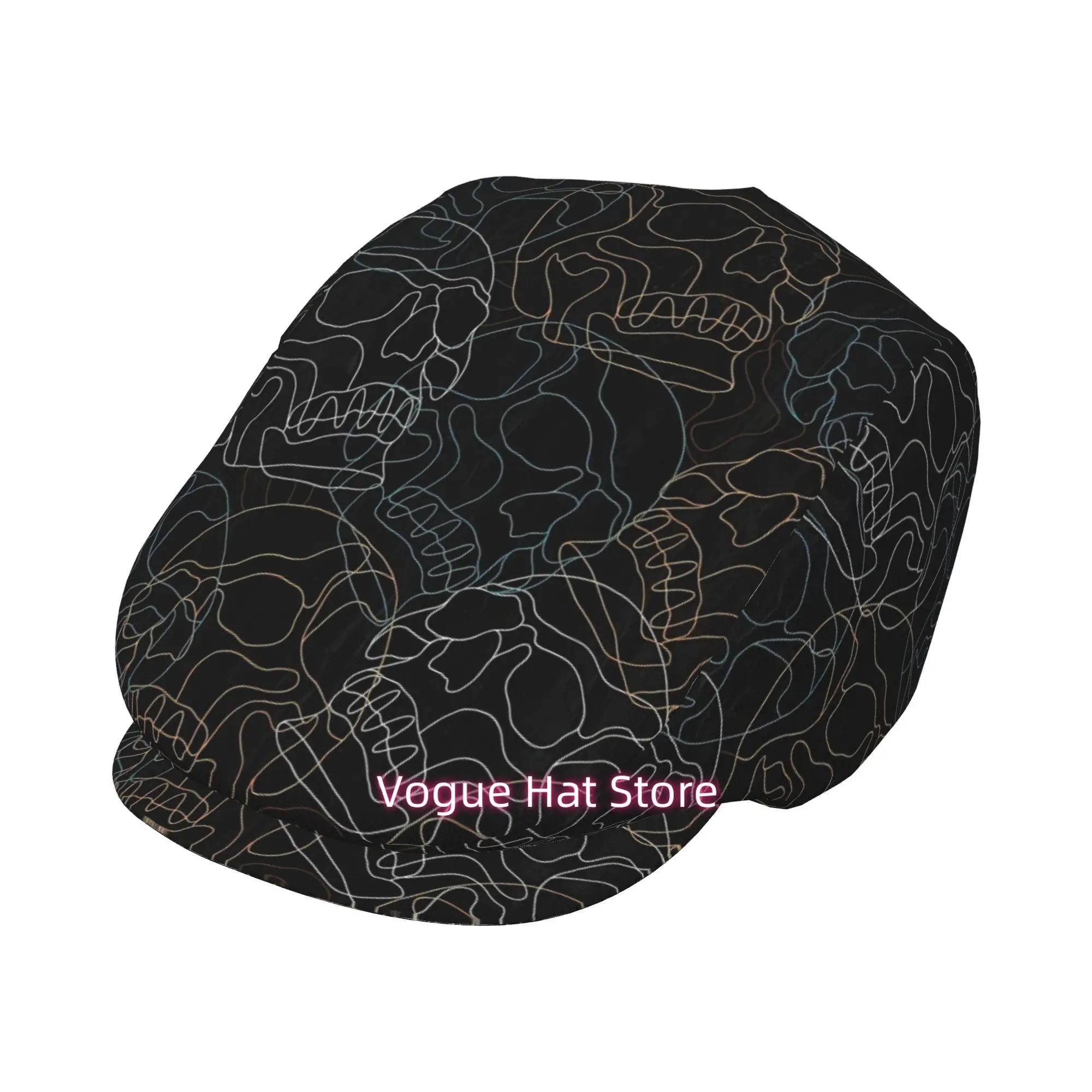 1pc of a Skull-Patterned Beret, a Vintage Newsboy Hat, Suitable for Everyone, an Essential Fashion Item for Both Outdoor Activit