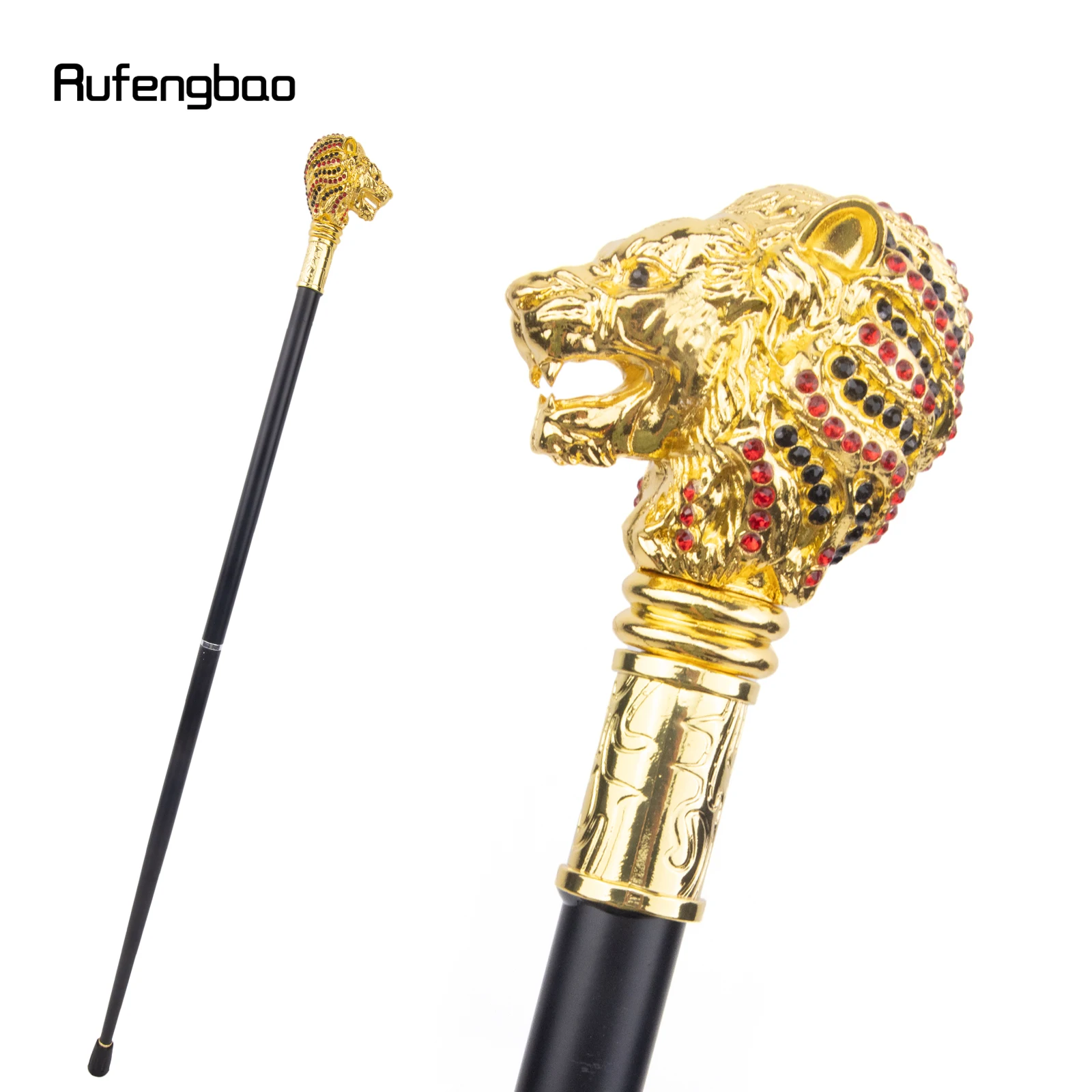 

Golden Red Lion Head Handle Fashion Walking Stick for Party Decorative Walking Cane Elegant Crosier Knob Walking Stick 91cm