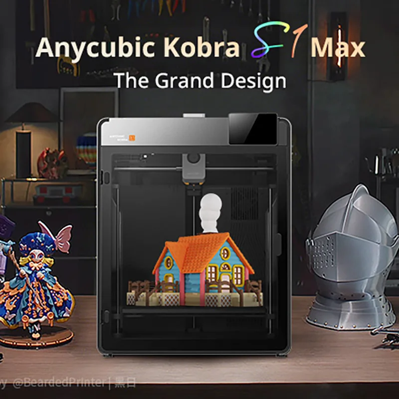 Anycubic Kobra S1 Max 3D Printer,Hardened Steel Nozzle,350℃ Hotend,High Precision Max Speed 600mm/s 3D Printer,350×350×350mm