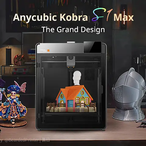 Anycubic Kobra S1 Max 3D Printer,Hardened Steel Nozzle,350℃ Hotend,High Precision Max Speed 600mm/s 3D Printer,350×350×350mm