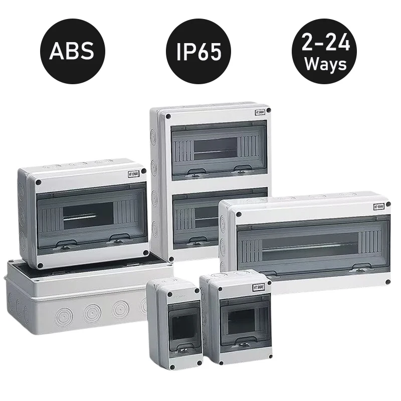HT Series Junction Box 2/3/5/8/12/15/18/24WAY PC Plastic Outdoor Electrical IP65 Waterproof Distribution Box switch box