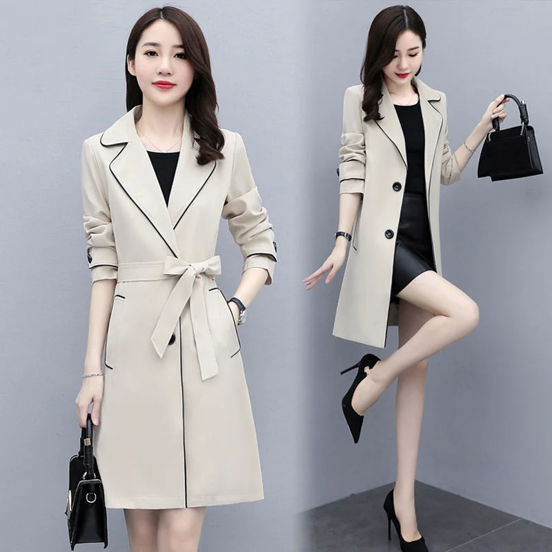 

2023 Spring And Autumn New Women Korean Temperament Fashion Waist Coat Female Medium Length Cardigan High-end Windbreaker Jacket