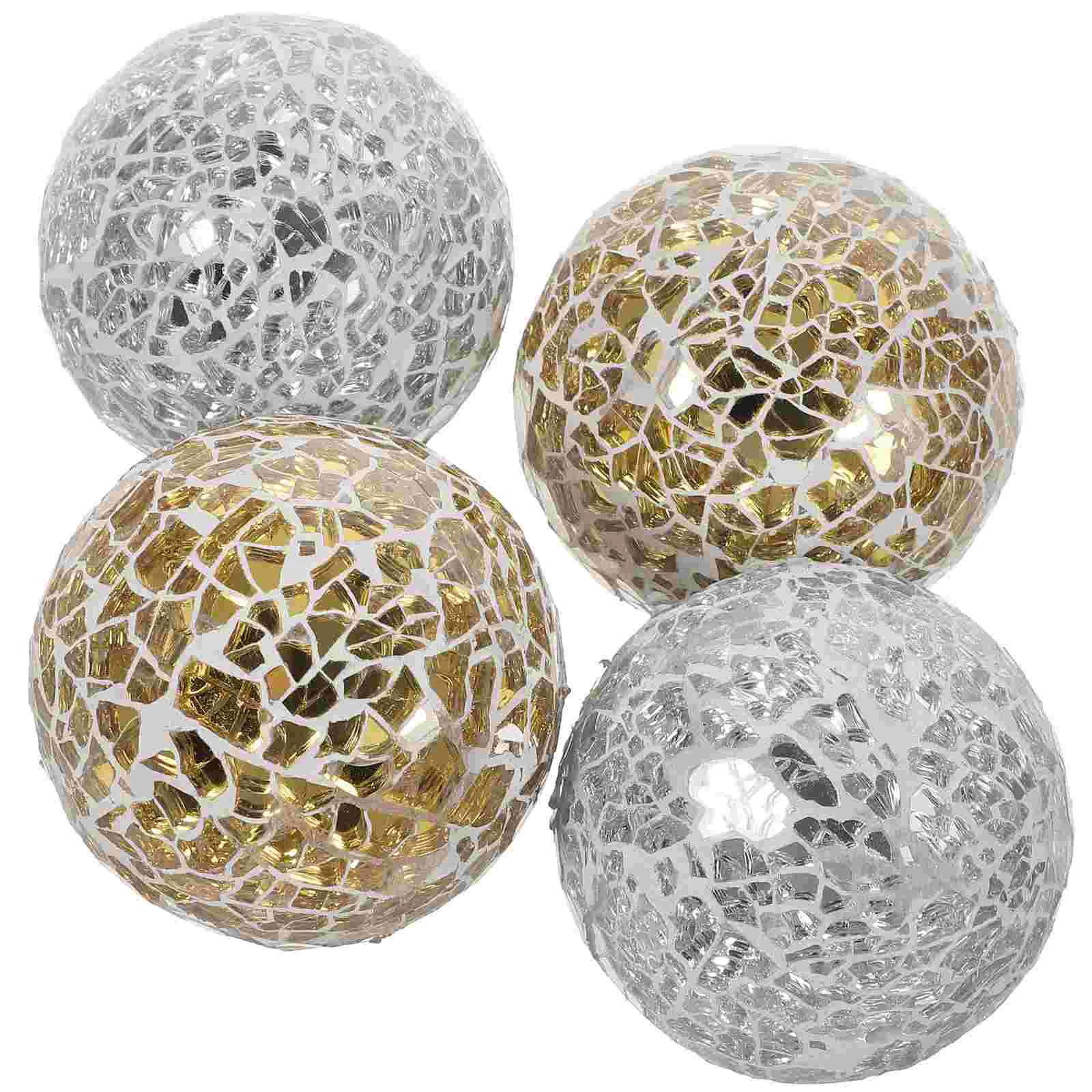 

4 Pcs Mosaic Ball Desktop Sphere Ornament Home Household Accessories Round Decorative