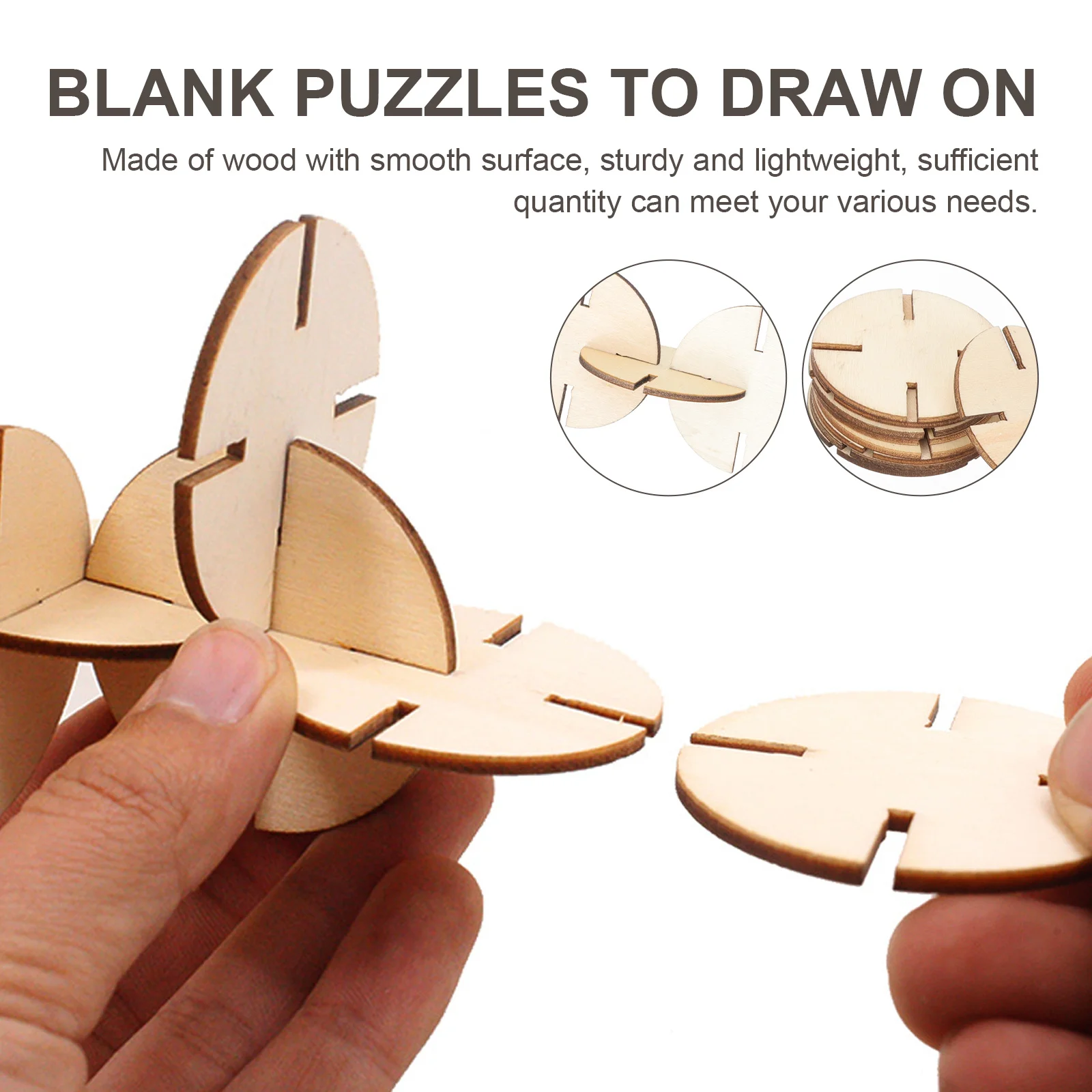 DOITOOL 50 Stück unlackierte Holzpuzzleteile zum Basteln, für Kinder, Jungen und Mädchen, Lernspiel, Aktivität