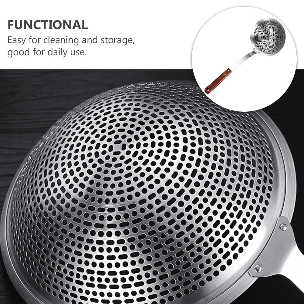 

Stainless Steel Skimmer Spoon Wooden Handle Mesh Filter For Hot Pot Fries Vegetables Oil Strainer Kitchen Gadget Cookware